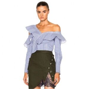 Self-Portrait
Blue & White Asymmetrical Striped Top Cotton GUC size XS/S